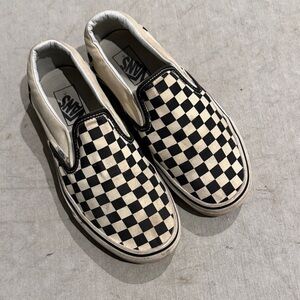 Vans Checkerboard Slip-On Sneakers - Black and White